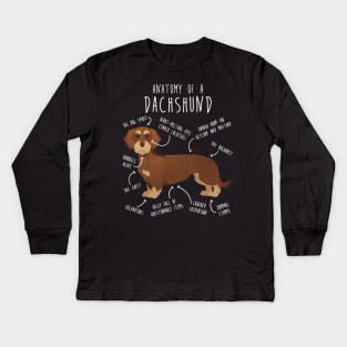 Red Wirehaired Dachshund Dog Anatomy Kids Long Sleeve T-Shirt